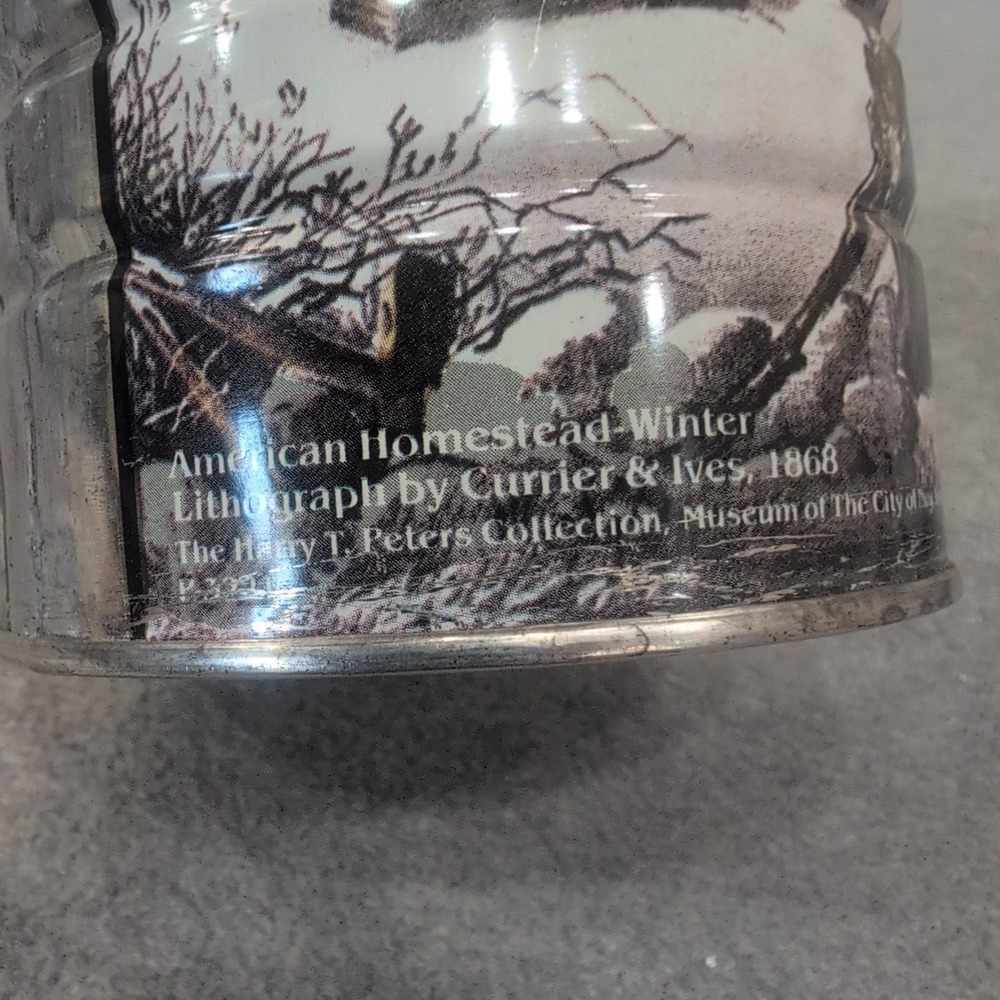 Currier & Ives American Homestead Winter Vintage Metal Tin Canister with Lid - Picture 5 of 8